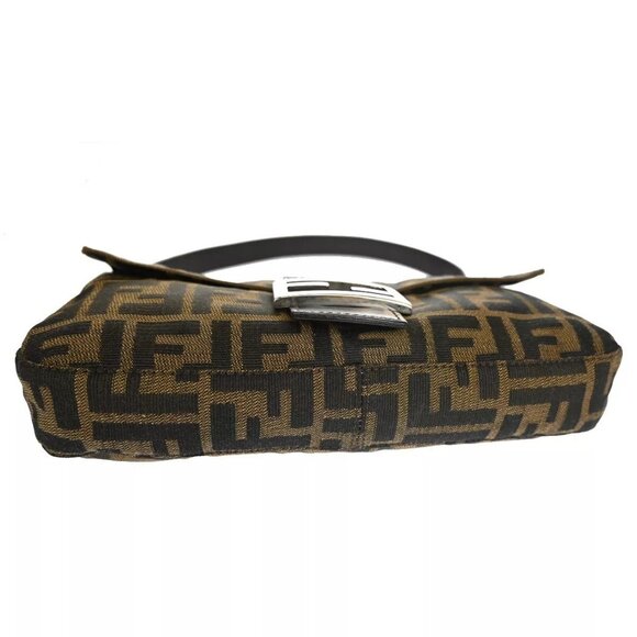 FENDI Logo Mamma Zucca Pattern Shoulder Bag Canvas Leather Brown Italy 662RH389 - Picture 6 of 16